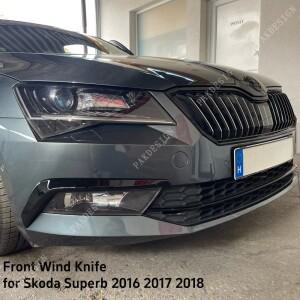 [호환품]2PCS 앞 범퍼 스플리터 윈드 나이프 안개 램프  Skoda 호환 Superb  에어 벤트 스포일러 커버 액세