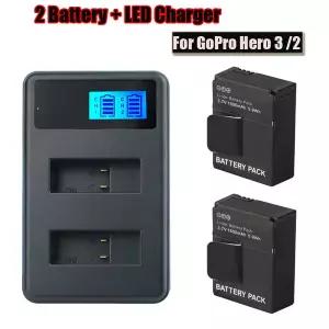 2pcs AHDBT-301 AHDBT-302 충전식 배터리  GoPro Hero 3 카메라 액세서리 용 듀얼 포트 USB LED 스크린 충