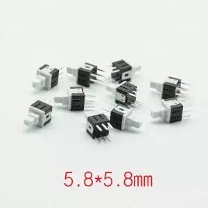 10pcs 5.8*5.8 자동 잠금/리셋 PCB 키보드 마이크로 스위치 푸시 촉각 전원 잠금 켜기/끄기 래칭 6pin 미니