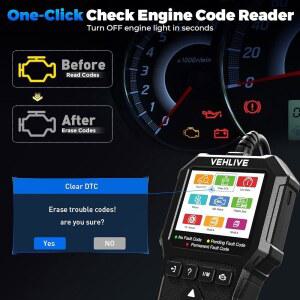 VEHLIVE OBD2 스캐너 진단 도구, 리셋 기능이 차량용 테스터, 프리즈 엔진 프레임, 경차 I/M 도구 이후 있는 상태, 모든 실시간 코드 1996년 배터리 리더 OBDII 준비 데이터, 확인,