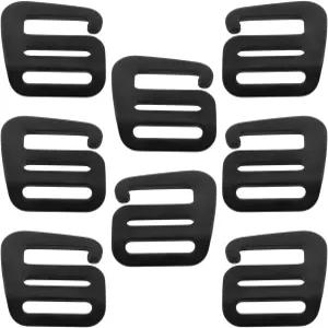Xhziy VAKTOK-8PCS 1인치 블랙 메탈 웨이브 버클 야외 웹빙 클립 조절 가능한 백팩 스트랩 웨빙 왼쪽 4개