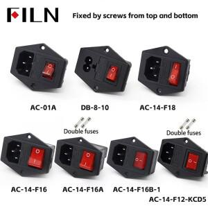 IEC320 C14 전기 AC 소켓 3핀 빨간색 LED 250V 로커 스위치 10A 퓨즈 암수 입력 플러그 커넥터 2핀 마운트