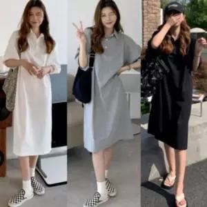 여름원피스 단아한 반팔 카라 여성치마 느낌 룩 데일