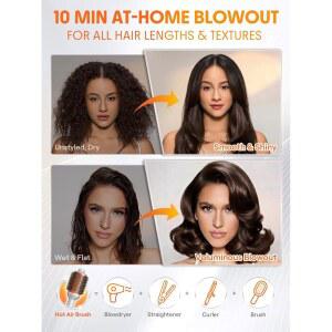 SHEGLAM 4-in-1 핫 에어 브러시 - 헤어 드라이어 및 스타일러, 33,000 RPM 모터, 광택을 위한 GLOSS PRO 코팅, 3가지 열 설정, 엉킴 없는 이온 브리스(미국 플러그)