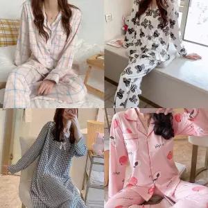여성 봄 가을 잠옷 여자 원피스잠옷 캐릭터 파자마 투피스 홈웨어 긴팔 빅사이즈 수면잠옷 571500Moony