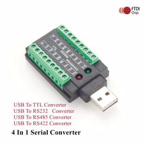 산업용 4 in 1 USB to RS232 RS485 TTL 시리얼 컨버터 FTDI FT232RNL 칩 2.0 A 터미널 블록 어댑터