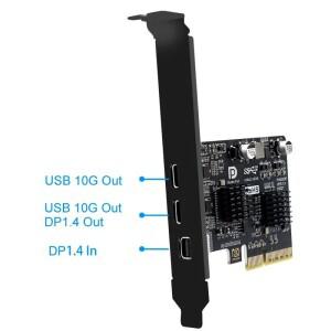 PCI-E X4 Type-C로 비디오 확장 카드는 DP 데스크탑 USB3.2 10G TYPE-C 포트 모니터 도크 어댑터 카드를 지