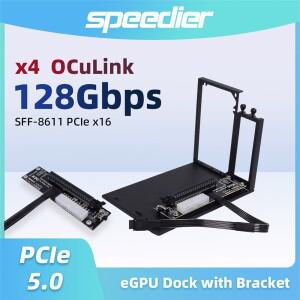 OCuLink SFF-8611/8612 to PCIe x16 외장 그래픽 카드 GPU 도크 확장 어댑터 5.0 x4 128Gbps ATX 오픈 노트