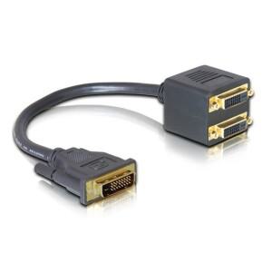 DVI 수-2 암 어댑터 케이블 단일 링크 분배기 1-2 포트 Y 연장 PC HDTV 블랙