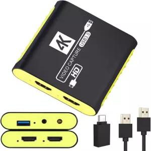HDMI 비디오 캡처 보드 스위치 2 호환 USB3.0 및 YUY2 지원 - 1080P 60FPS 녹화 4K 30Hz 입력/패스스루