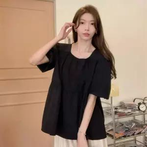 퍼프 블라우스 루즈핏 크림 조명 블랙 블루 백리스 LL-T179