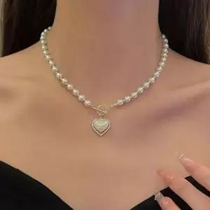 비즈 레이어드 목걸이 레이어드 비즈 목걸이 팬던트 진주 초커 여...