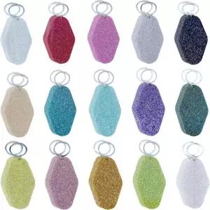 뮤렉스 5 PCS 글리터 릴 모텔 고리 벌크 반지가 화려한 다이아몬드 모양 DIY 개인화 승화 친구를 맞춤 선물용 빈 스틱