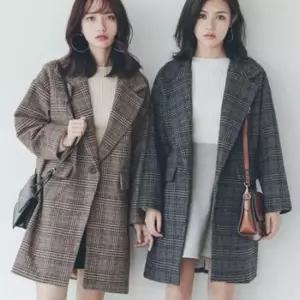 루즈핏 모직 체크 자켓 OSM-1006044