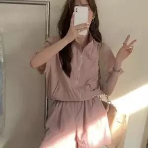4컬러 여성 귀엽고 가벼운 아노락 집업 팬츠 세트