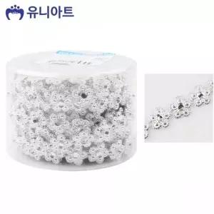 비즈팔찌부자재 비즈체인줄 공예줄 체인 공예품 장식 은색 꽃 모양