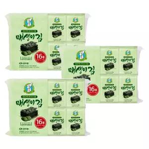 성경김 매생이김 도시락김 조미 식탁김 김반찬 16봉입 3개