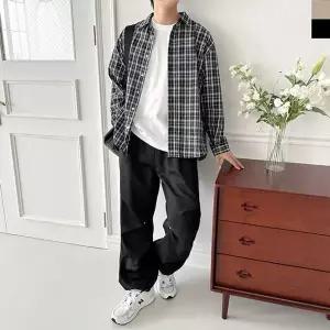 남자 루즈핏 모던 체크셔츠 데일리 캐주얼 남방