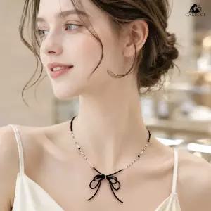 누아르 리본 비즈 블랙 써지컬 목걸이 NK67