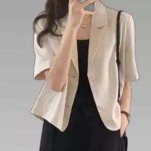 크롭 셔츠 반팔 자켓형 여름 단정한 데일리 아우터 숏