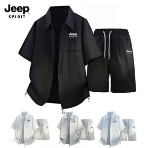 JEEP SPIRIT 남성 시어서커 냉감 반팔 반바지 셋업 여름 와이드핏 트레이닝복