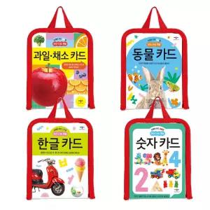 브레인카드 한글 숫자 과일채소 동물 4종세트 / 낱말카드 한글 카드