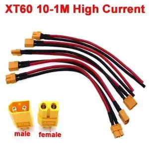 XT60 커넥터 변환 케이블 10cm 1m 고전류 남성/여성 플러그 연장 리드 실리콘 와이어 12AWG