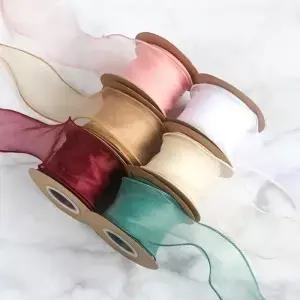 10야드/롤 쉬폰 실크 리본 오간자 새틴 DIY 공예 선물 포장 케이크 웨딩 부케 리스 크리스마스 장식용