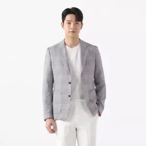 [인터메조]린넨 블랜디드 멀티 체크 자켓 IMGSBZ009F 그레이
