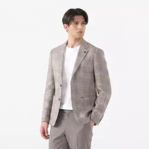 [인터메조]린넨 블랜디드 멀티 체크 자켓 IMGSBZ009F 베이지