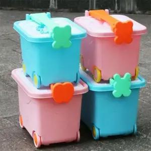바퀴와 손잡이가 있는 다용도 이동식 수납 정리 박스