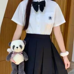 화이트 포켓 반팔셔츠 블라우스 세라복 교복세트