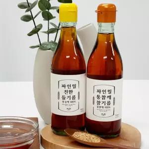 파인밀 저온압착 국내산 참기름 들기름 350ml+350ml 선물세트