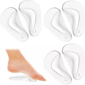 코미코 3쌍 아치 지지대 삽입물 자가 접착 소프트 젤 깔창 패드 투명 실리콘 재사용 샌들 신발 발바닥 플랫