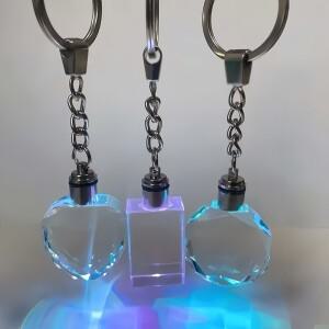 20개 투명 블랭크 K9 크리스탈 블록 큐브 키체인 3D 레이저 각인  하트 키링