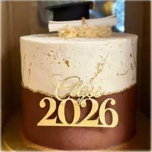 2026 졸업 케이크 토퍼 클래스 테마 파티를 위한 골드 아크릴 장식 학년 고등학교 대학 입학 액세서리