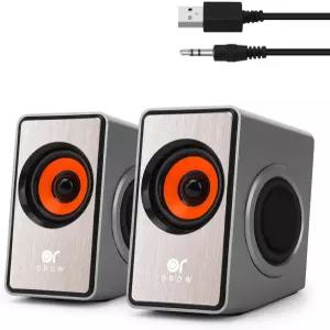 또는 O OROW 컴퓨터 스피커 볼륨 조절이 가능한 12W 미니 데스크톱 3.5mm AUX USB 전원 노트북