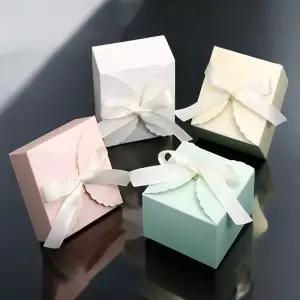 WL 9cm x 9cm x 5cm 리본 소형 포장박스 상자 답례품 비누 접이식 생일