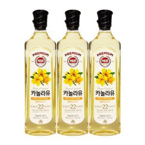 해표 프리미엄 카놀라유 (유채유) 900mL x 3개