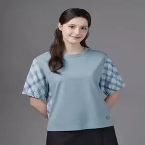 [닥스 골프 여성] [25SS] DNTS5B901B1 ONLINE EXCLUSIVE 여성 블루 체크 배색 반팔 티셔