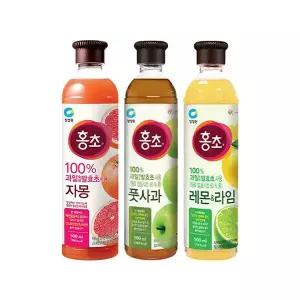 청정원 홍초 새콤달콤 900ml 3개세트(자몽+풋사과+레몬&라임)