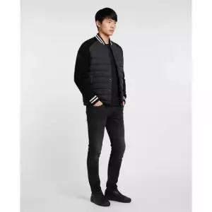 몽클레어 블랙 로고 니트 믹스 구스 다운 자켓 9B00011 M1367 999