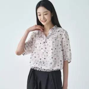 [지센] 여성 플로럴 스모킹 블루종 블라우스 LFWSO492_LP
