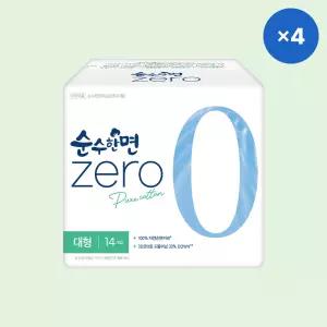 순수한면 제로 순면생리대 대형 14P X 4 자연순면커버 4605465