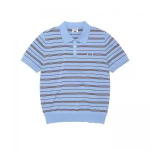 매장정품 LEE 스트라이프 카라 반팔 니트 블루 LE2602KT06BL 327688