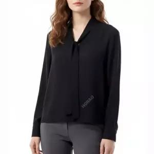 띠어리 MUST IT_ Silk Georgette Open Neck Tie Blouse P0102509 001) 오픈 넥 타이 실크 블라우스)