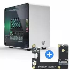 고품질 라즈베리파이5 미니타워 알루미늄 방열 케이스 (DT Silver) + M.2 NVMe SSD 라즈베리파이 WFNZHS3