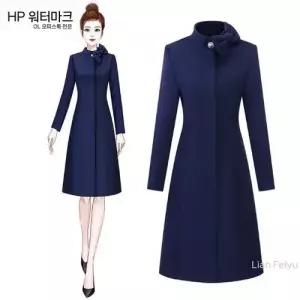 여성용 하프 모직 울 모직코트 코트 작업복 프론트 슬림핏 오피스 미용실 OP1