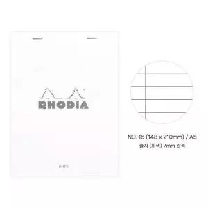 로디아 AS61CY87 화이트 메패드 NO.16 줄지 A5 80매 80g