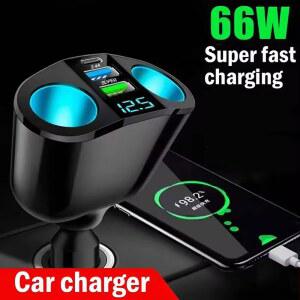 1개 120W QC3 차량용 충전기 24V 듀얼 전원 고속 충전 어댑터 USB 12V